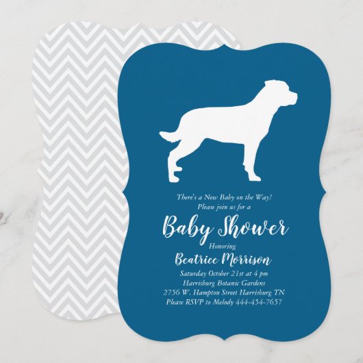 Rottweiler Dog Baby shower Blue Boy Rottie Kaart (Voorkant / Achterkant)