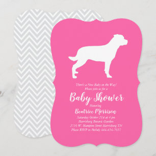 Rottweiler Dog Baby shower Roze meisje Rottie Kaart