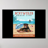 Rottweiler Dog Beach Life Poster (Voorkant)