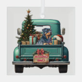 Rottweiler Dog Boerderij Truck Christmas Glas Ornament (Achterkant)