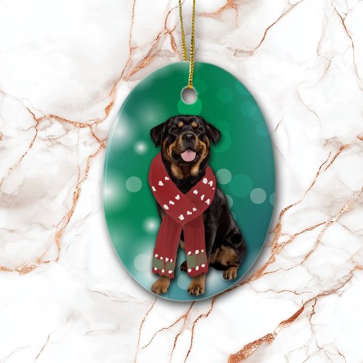 Rottweiler Dog Bokeh Kerstmis Keramisch Ornament