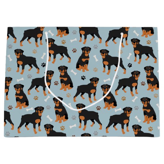 Rottweiler Dog Bones and Paws Groot Cadeauzakje (Voorkant)