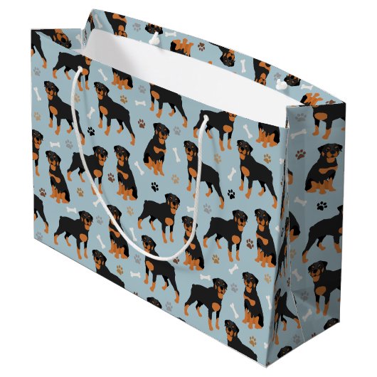 Rottweiler Dog Bones and Paws Groot Cadeauzakje (Achterkant Gekanteld)