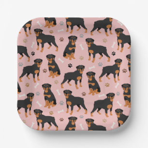 Rottweiler Dog-Botten en Borden papier Papieren Bordje