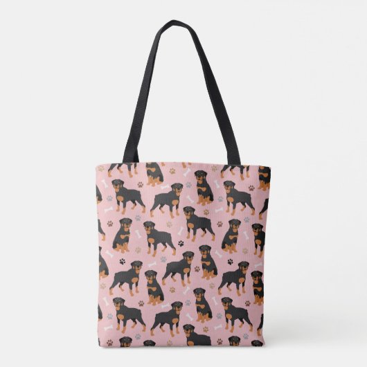 Rottweiler Dog-Botten en Canvas tas Paws (Achterkant)