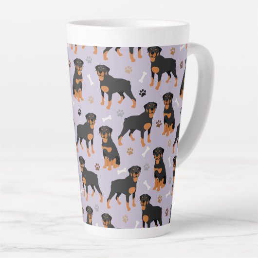 Rottweiler Dog Botten en de Latte Mok van Vensters (Rechterhoek)