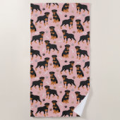 Rottweiler Dog Botten en Paws Beach Towel Strandlaken (Voorkant)