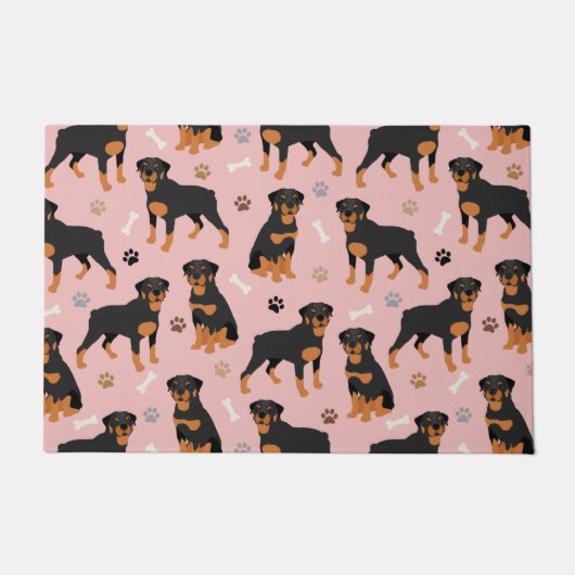 Rottweiler Dog Botten en Paws Doormat Deurmat (Voorkant)