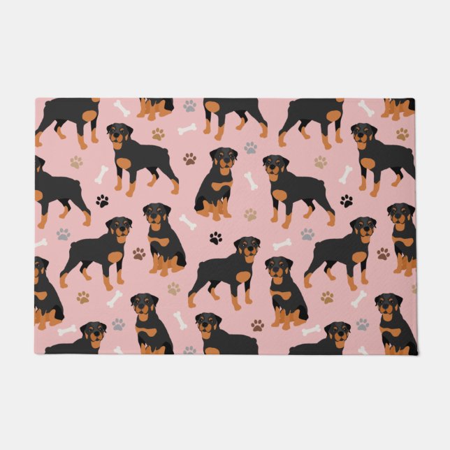Rottweiler Dog Botten en Paws Doormat Deurmat (Voorkant)