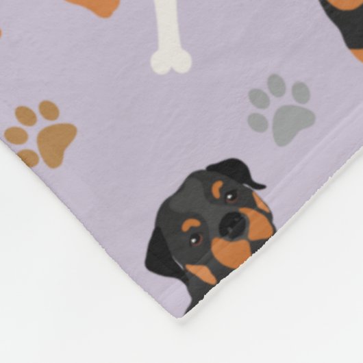Rottweiler Dog Botten en Paws Fleece Blanket (Hoek)