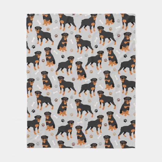 Rottweiler Dog Botten en Paws Fleece Blanket (Voorkant)