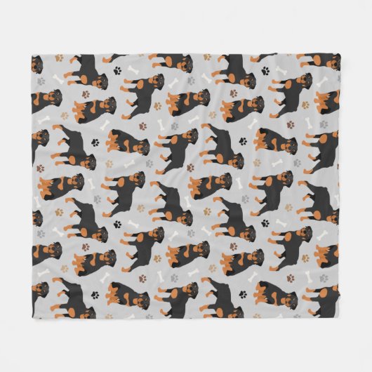 Rottweiler Dog Botten en Paws Fleece Blanket (Voorkant (Horizontaal))