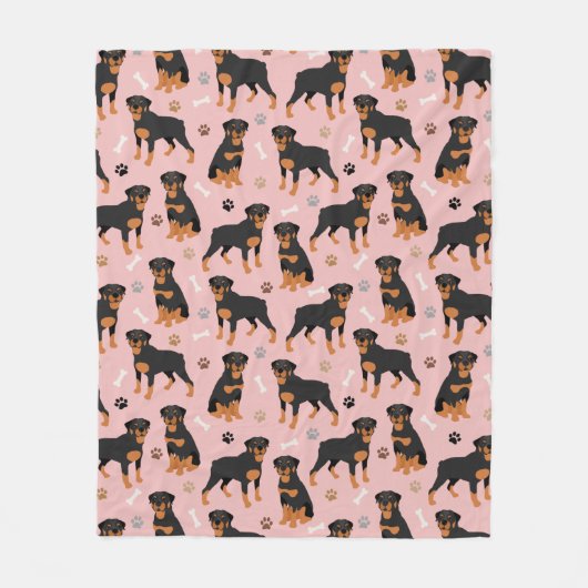 Rottweiler Dog Botten en Paws Fleece Blanket (Voorkant)