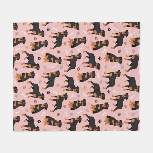 Rottweiler Dog Botten en Paws Fleece Blanket (Voorkant (Horizontaal))