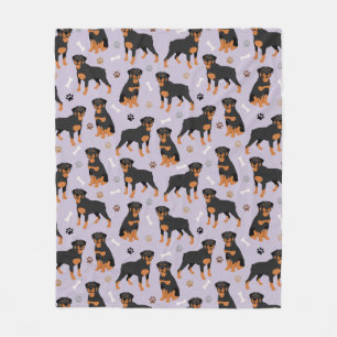 Rottweiler Dog Botten en Paws Fleece Blanket Deken