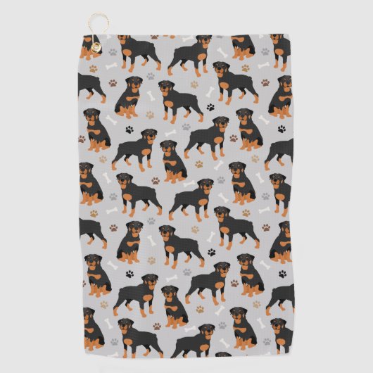 Rottweiler Dog Botten en Paws Golf Towel Golfhanddoek (Voorkant)