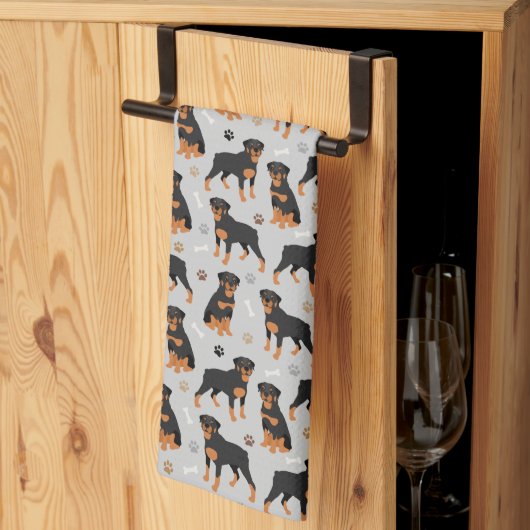 Rottweiler Dog-Botten en Paws Kitchen Towel Theedoek (Derde Gevouwen)