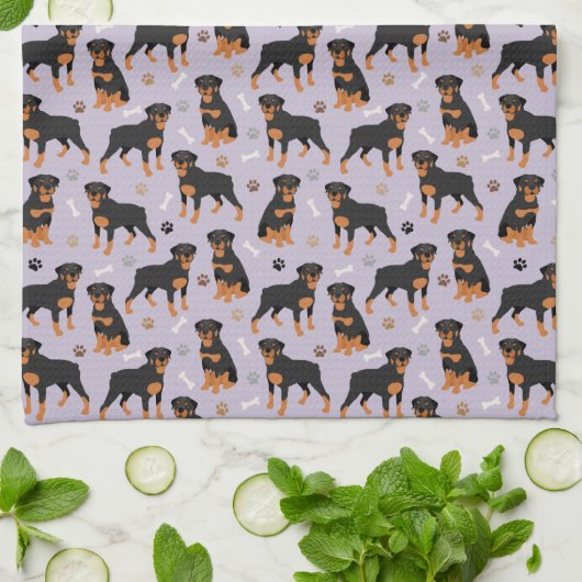 Rottweiler Dog-Botten en Paws Kitchen Towel Theedoek (Gevouwen)