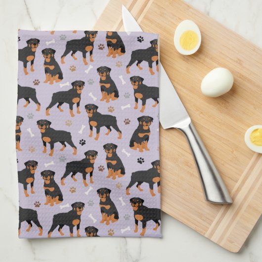 Rottweiler Dog-Botten en Paws Kitchen Towel Theedoek (Quarter Fold)