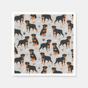 Rottweiler Dog Botten en Paws Napkins Servet