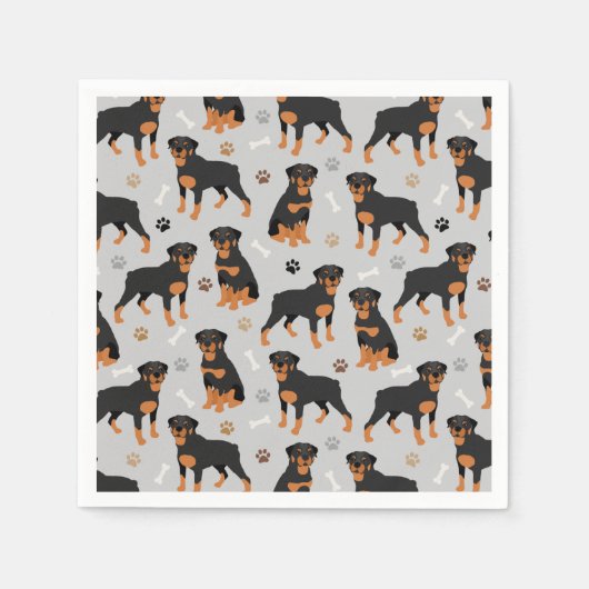 Rottweiler Dog Botten en Paws Napkins Servet (Voorkant)