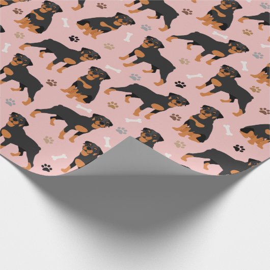 Rottweiler Dog-Botten en poetswerkpapier Cadeaupapier (Hoek)