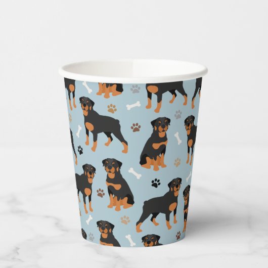 Rottweiler Dog-Botten en -poten Papieren Bekers (Links)