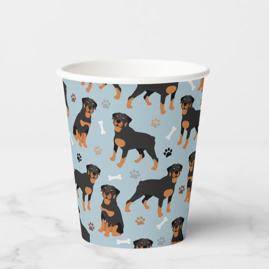 Rottweiler Dog-Botten en -poten Papieren Bekers (Voorkant)