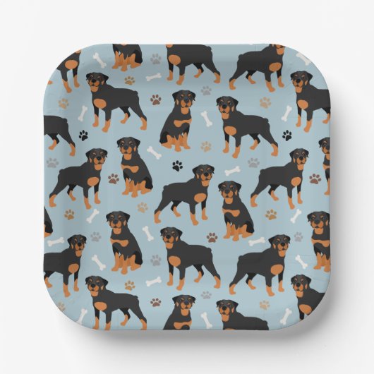 Rottweiler Dog-Botten en -poten Papieren Bordje (Voorkant)