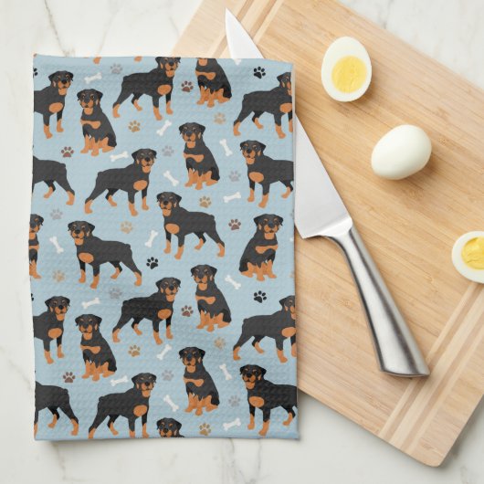 Rottweiler Dog-Botten en -poten Theedoek (Quarter Fold)