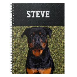 Rottweiler Dog Camo Animal Name Cool Rugged Puppy Notitieboek