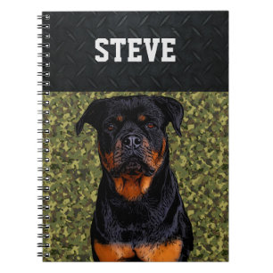 Rottweiler Dog Camo Animal Name Cool Rugged Puppy Notitieboek