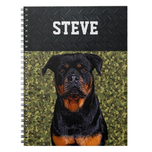 Rottweiler Dog Camo Animal Name Cool Rugged Puppy Notitieboek (Voorkant)