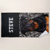 Rottweiler Dog Camo Animal Name Cool Rugged Puppy Strandlaken (Voorkant)