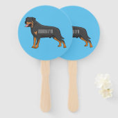 Rottweiler dog cartoon illustration handwaaier (Voorkant en achterkant)