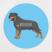 Rottweiler dog cartoon illustration  labels (Design 1)