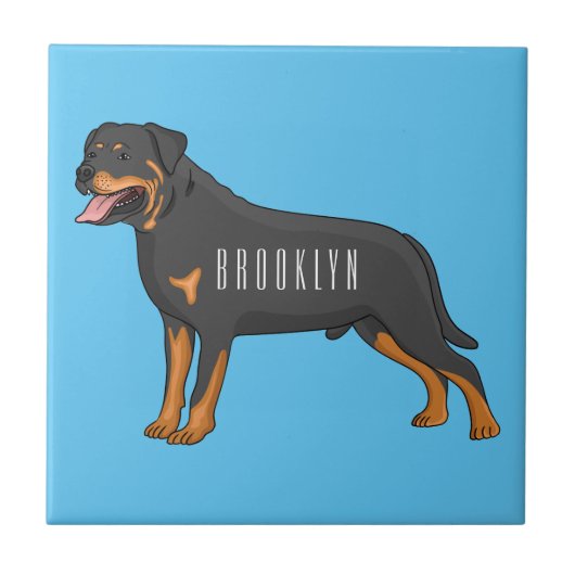 Rottweiler dog cartoon illustration tegeltje (Voorkant)