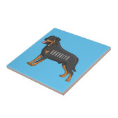 Rottweiler dog cartoon illustration tegeltje (Zijkant)