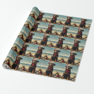 Rottweiler Dog Christmas  Beach Cadeaupapier