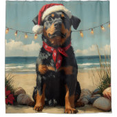 Rottweiler Dog Christmas  Beach Douchegordijn