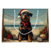 Rottweiler Dog Christmas Beach Groot Cadeauzakje (Voorkant)