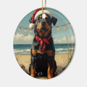 Rottweiler Dog Christmas  Beach Keramisch Ornament (Links)