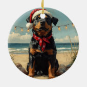 Rottweiler Dog Christmas  Beach Keramisch Ornament (Achterkant)