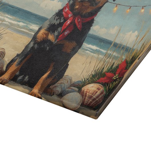 Rottweiler Dog Christmas  Beach Snijplank (Hoek)