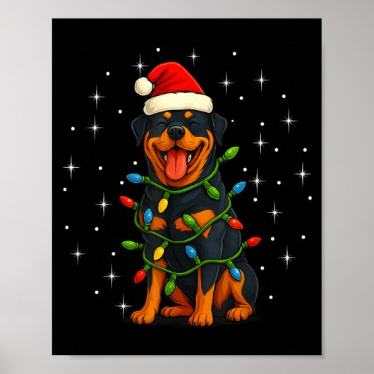 Rottweiler Dog Christmas Pj Pajama Men Women Pjs F Poster (Voorkant)