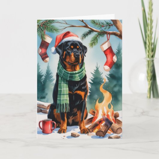 Rottweiler Dog Christmas Wenskaart Kaart (Voorkant)