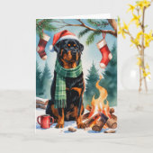 Rottweiler Dog Christmas Wenskaart Kaart (Gele Bloem)