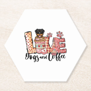 Rottweiler Dog Coffee Lover Dog Mam Valentijnsdag Kartonnen Onderzetters