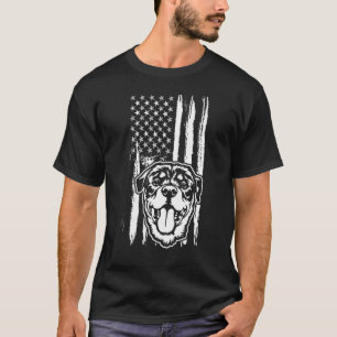 Rottweiler Dog Cute American Flag USA Puppy T-shirt