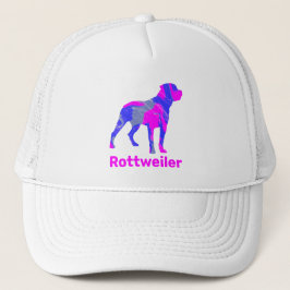 Rottweiler Dog Cute Pink & Blue Silhouette Trucker Pet